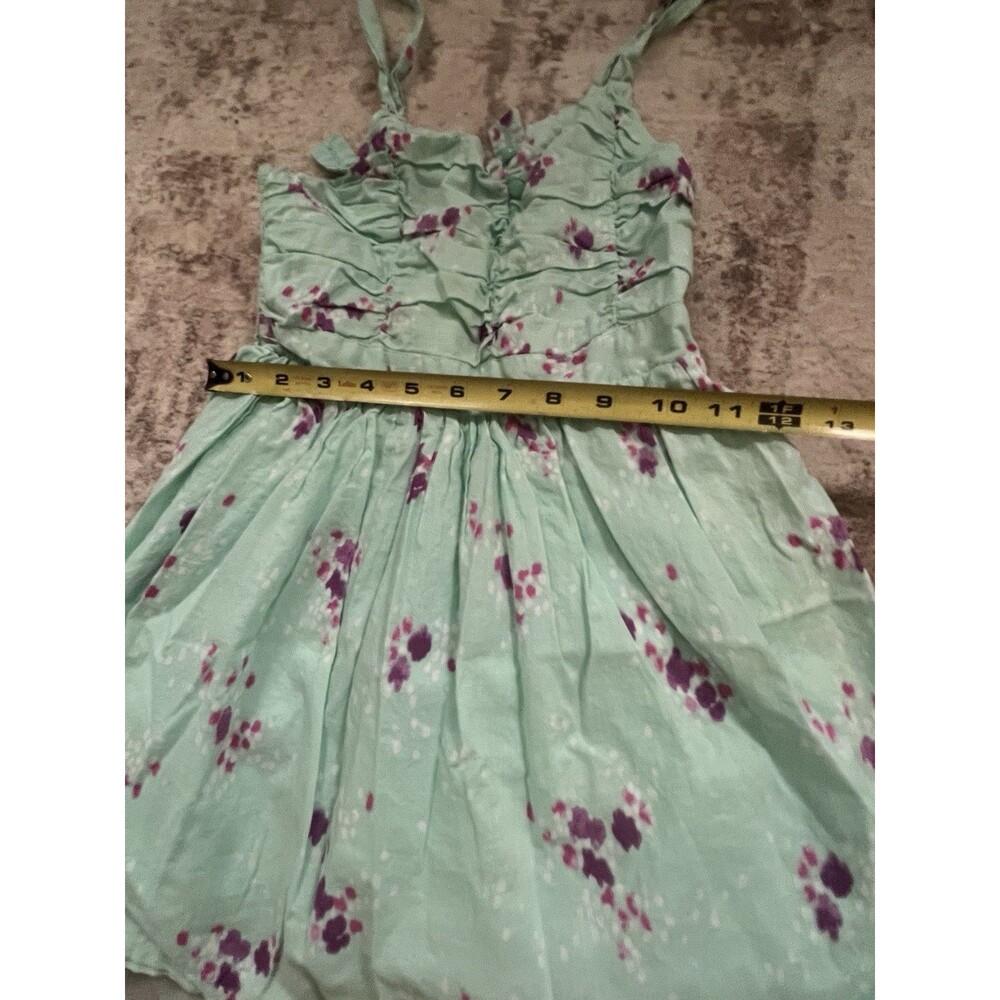 Cherokee Girls Dress Size 7/8 Mint Green Floral Bubble Hem Smocked Easter Spring - Picture 4 of 9